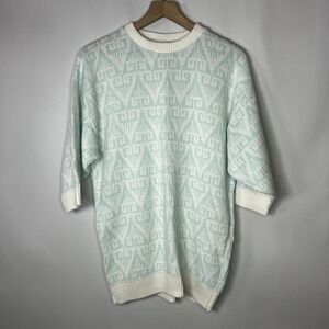 Vtg Garland Sweater Women Chest 44" L/XL Geometric Pattern Crewneck Half Sleeve